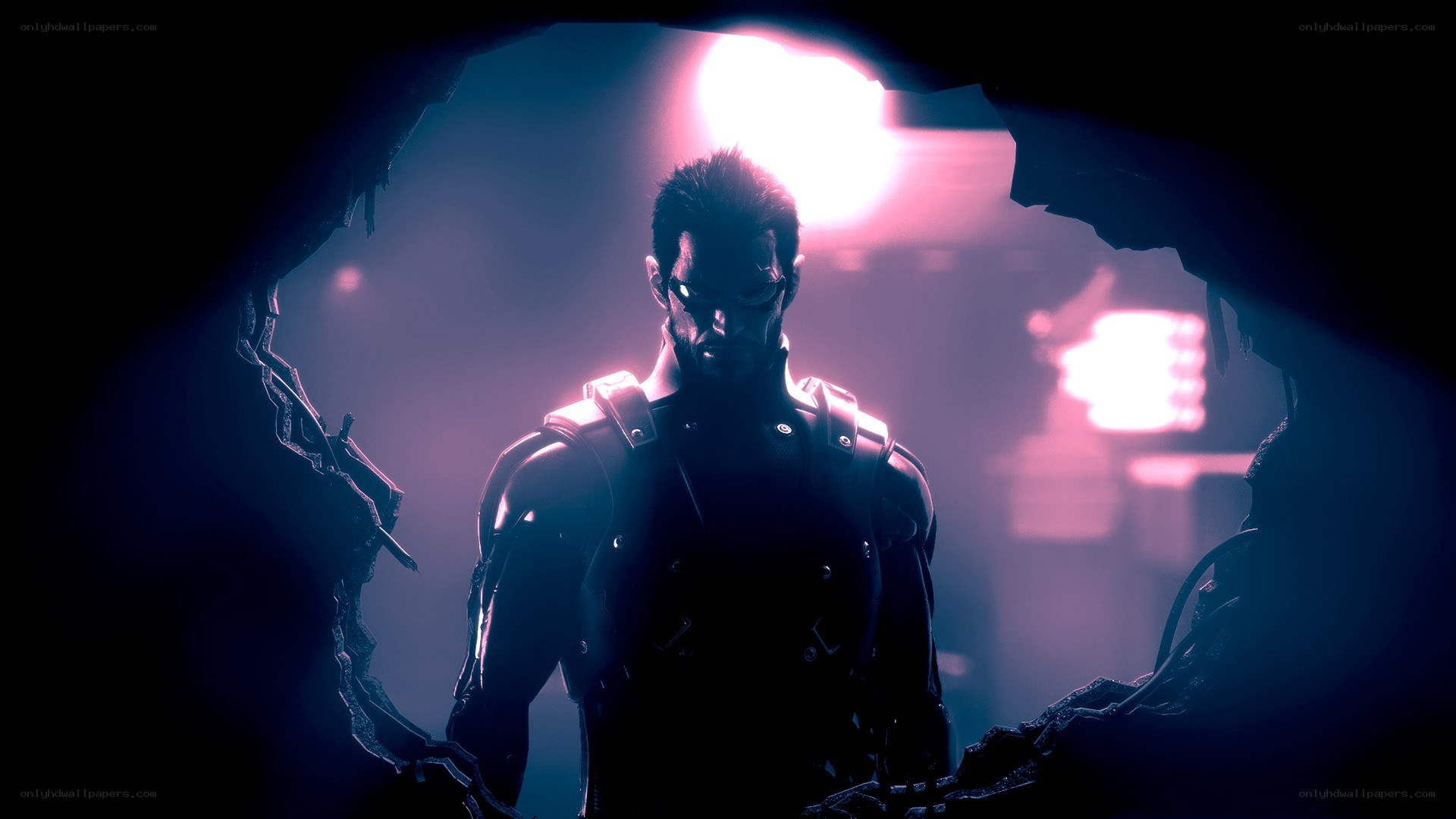 cyberpunk soldier in dark tunnel