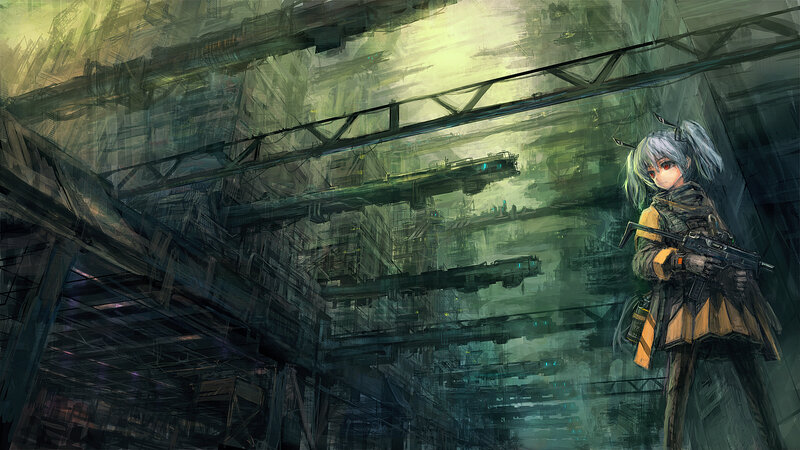 cyberpunk soldier in industrial ruin