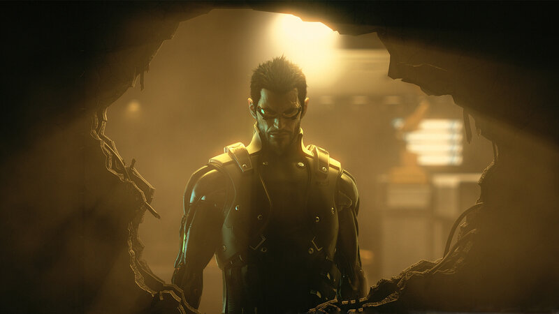cyberpunk soldier in ruined tunnel