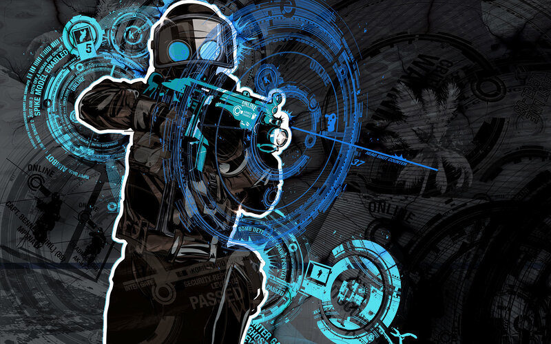 cyberpunk soldier with holographic interface