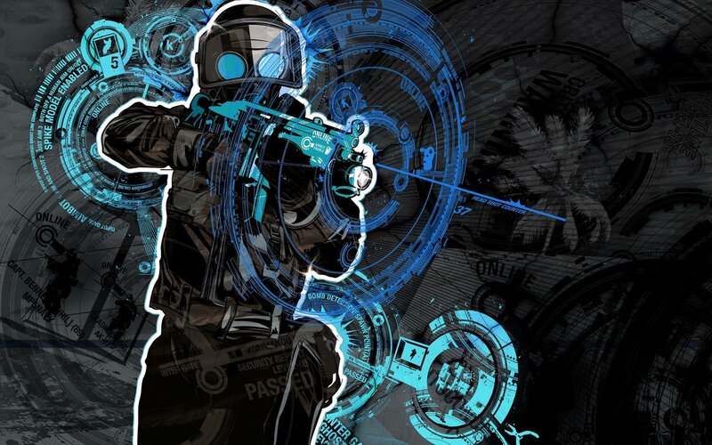 cyberpunk soldier with holographic interface