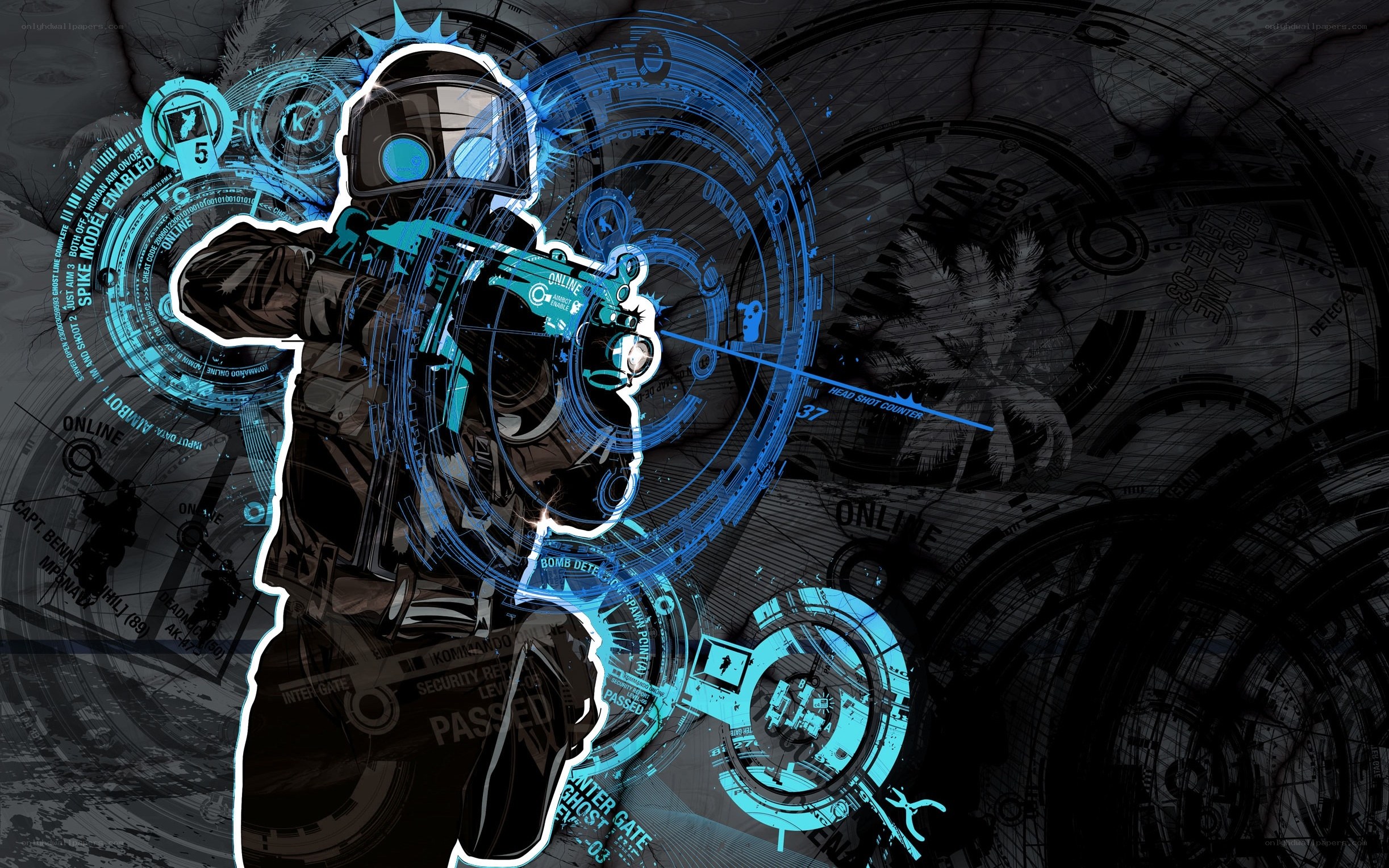 cyberpunk soldier with HUD