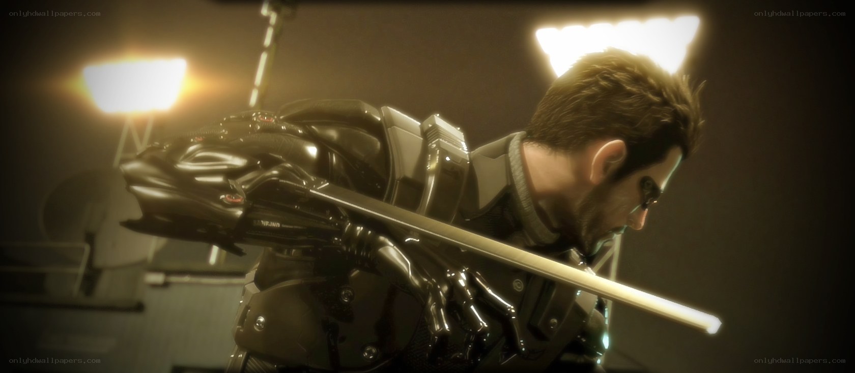 cyberpunk soldier with weapon