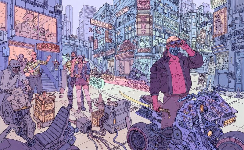 Cyberpunk Street Scene — Purple