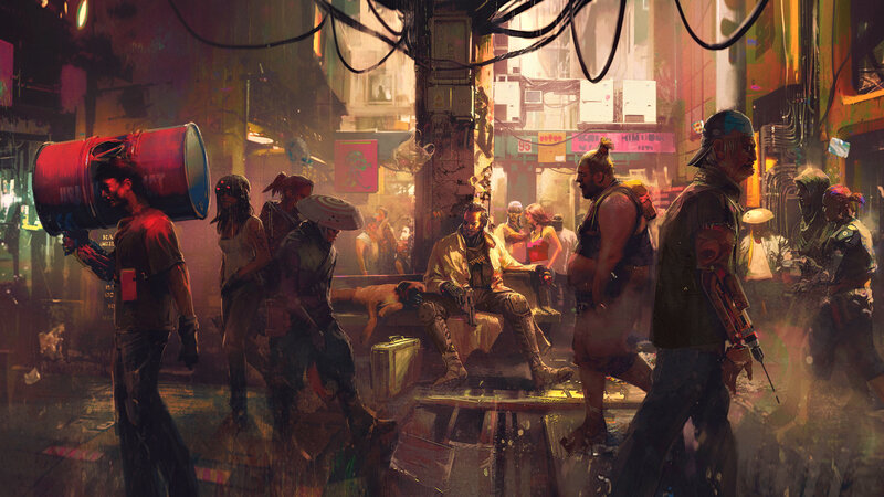 Cyberpunk Street Scene — Red