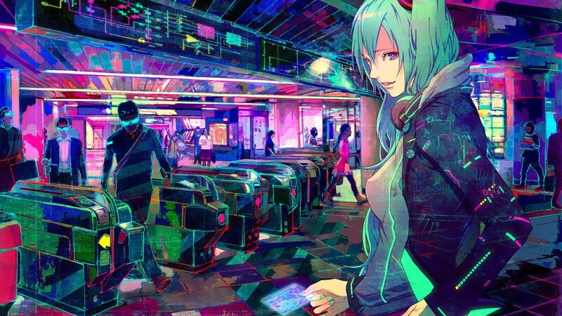 cyberpunk subway station