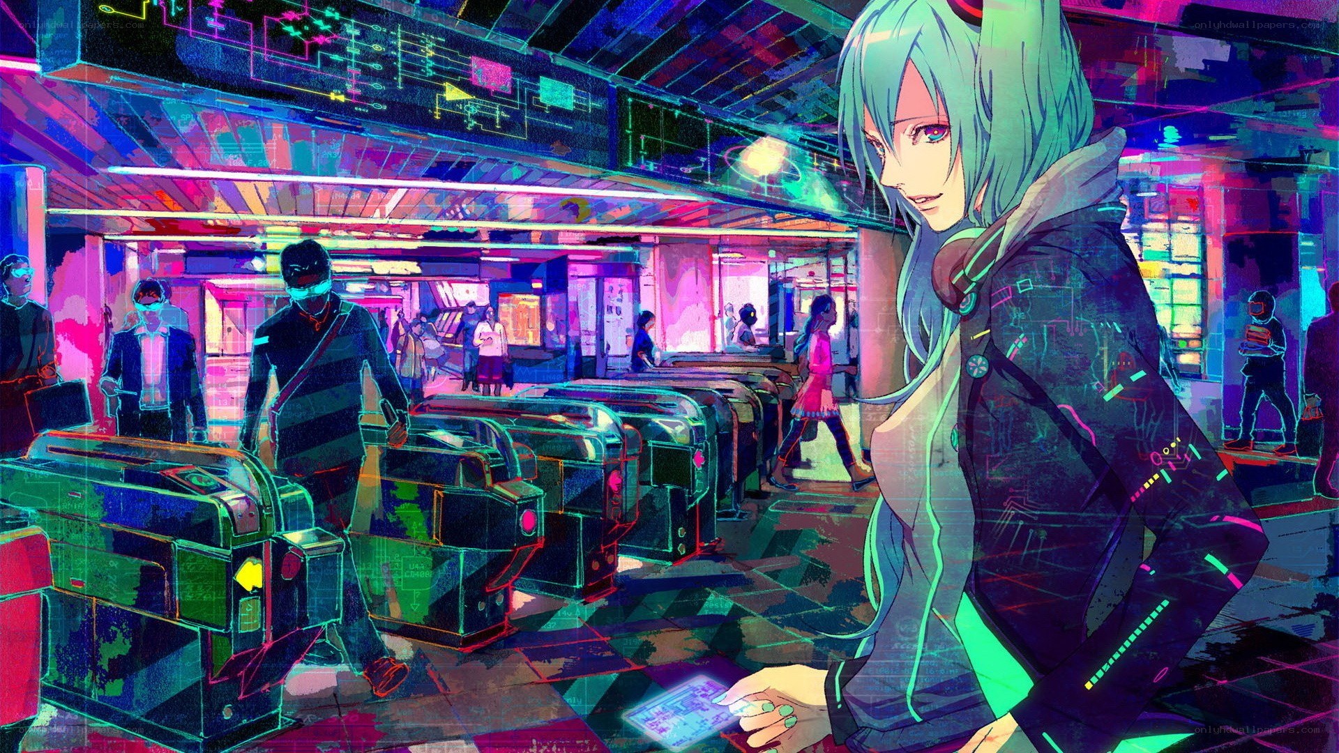 cyberpunk subway station