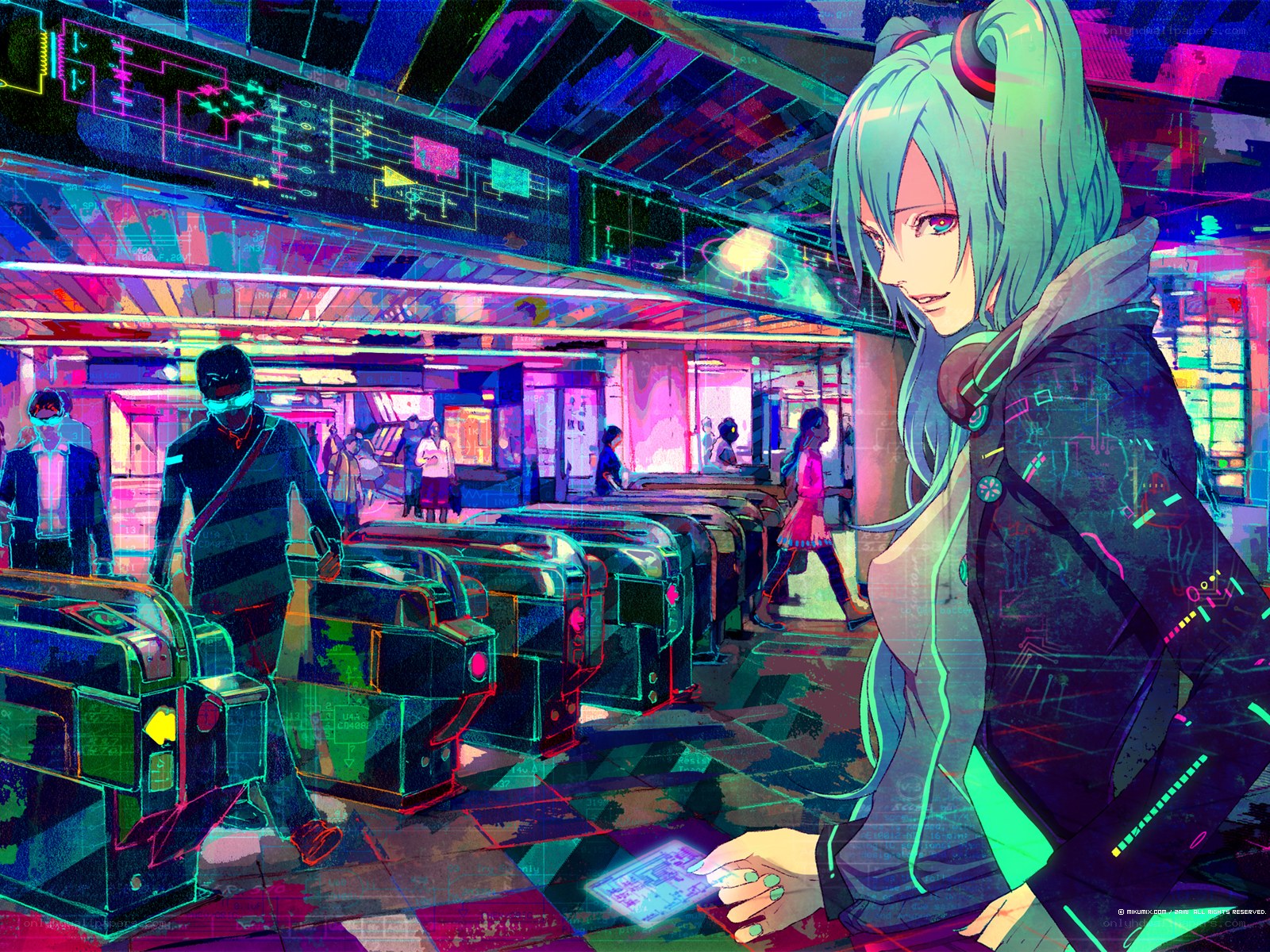 cyberpunk subway station