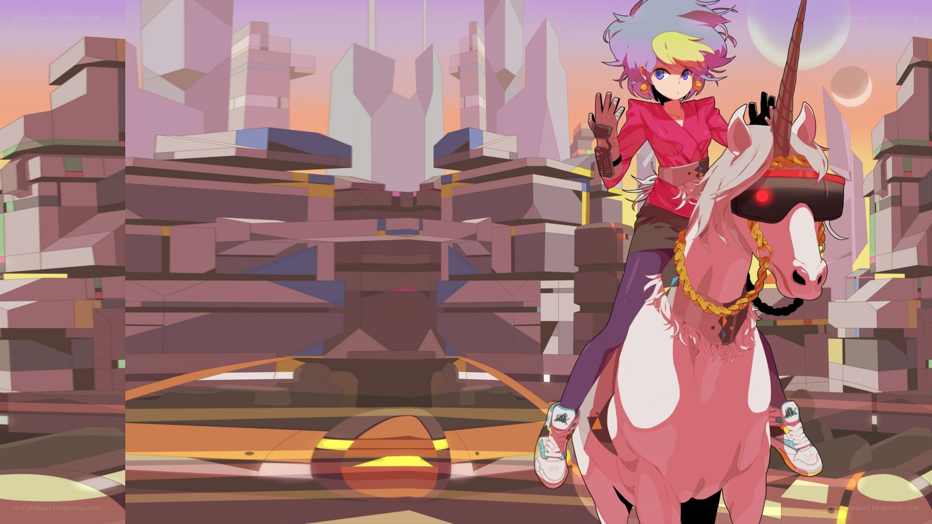 cyberpunk unicorn rider
