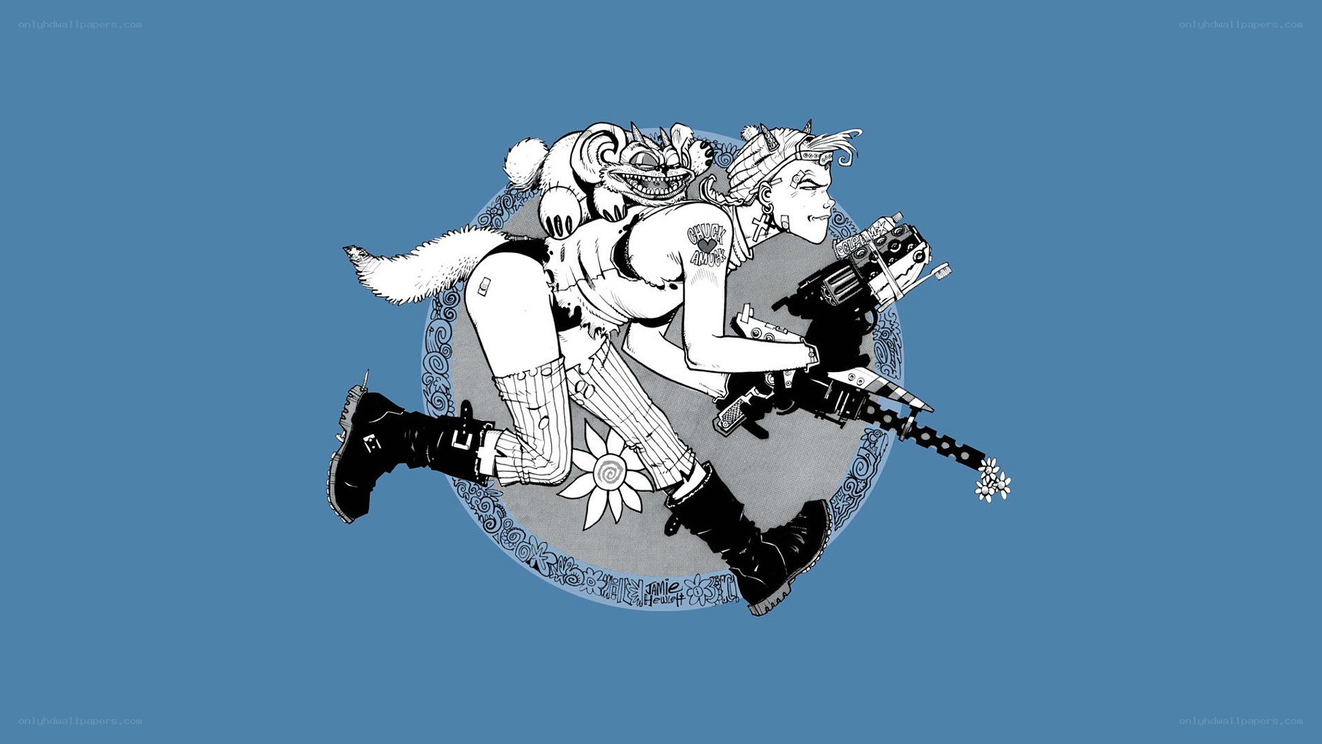cyberpunk warrior duo