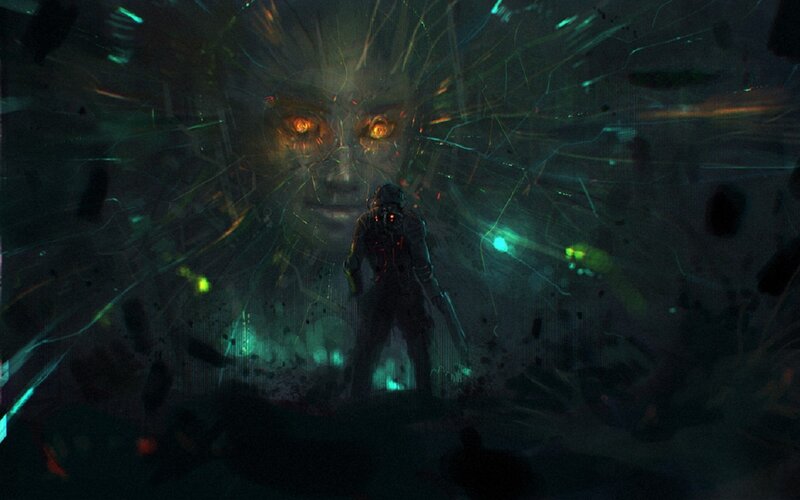 cyberpunk warrior facing entity