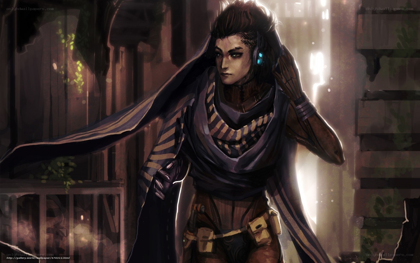 cyberpunk warrior in dim light