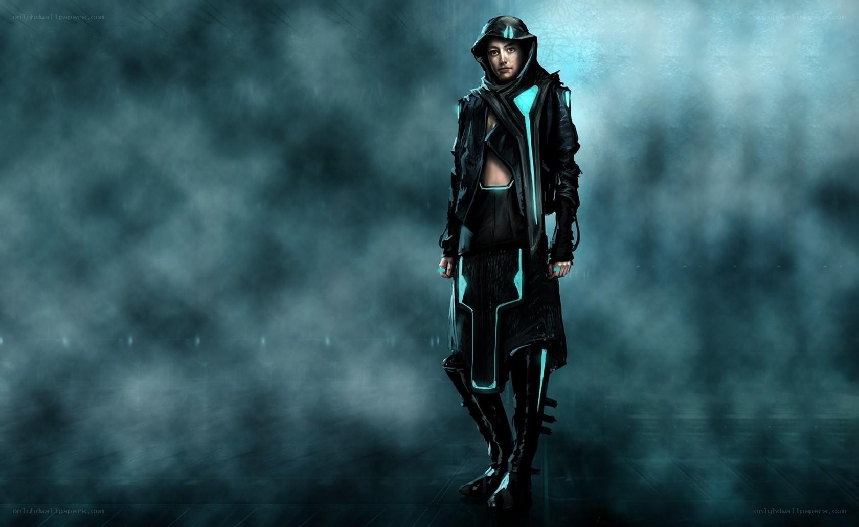 cyberpunk warrior in mist