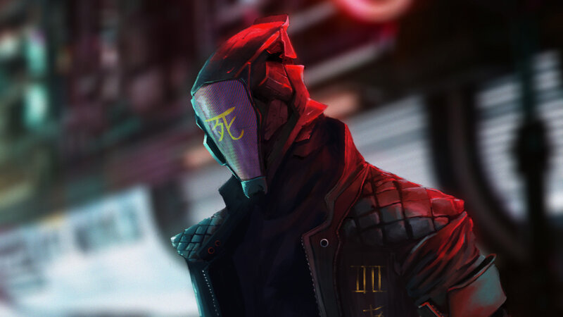 Cyberpunk Warrior in Red