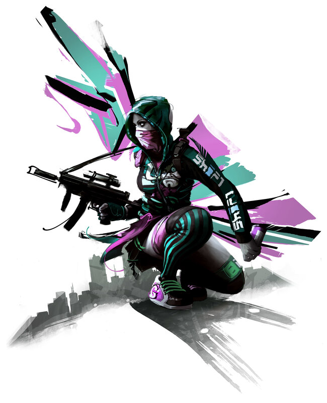 cyberpunk warrior with crossbow