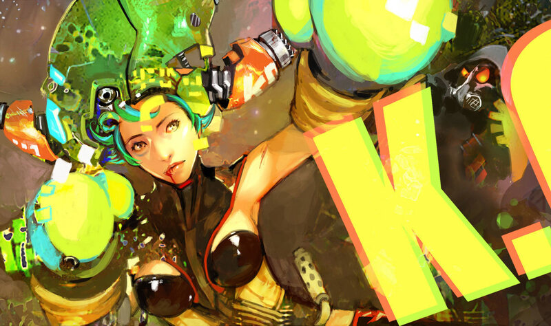 cyberpunk warrior with green helmet