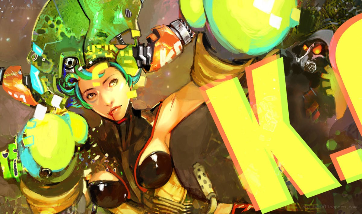 cyberpunk warrior with green helmet