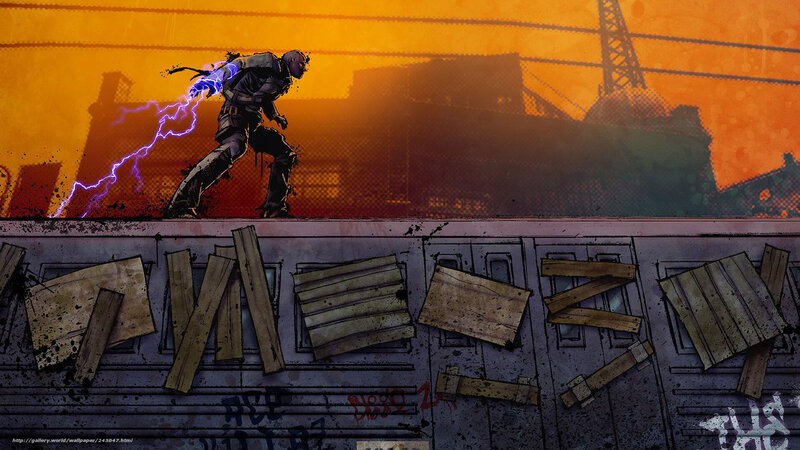 cyberpunk warrior with lightning
