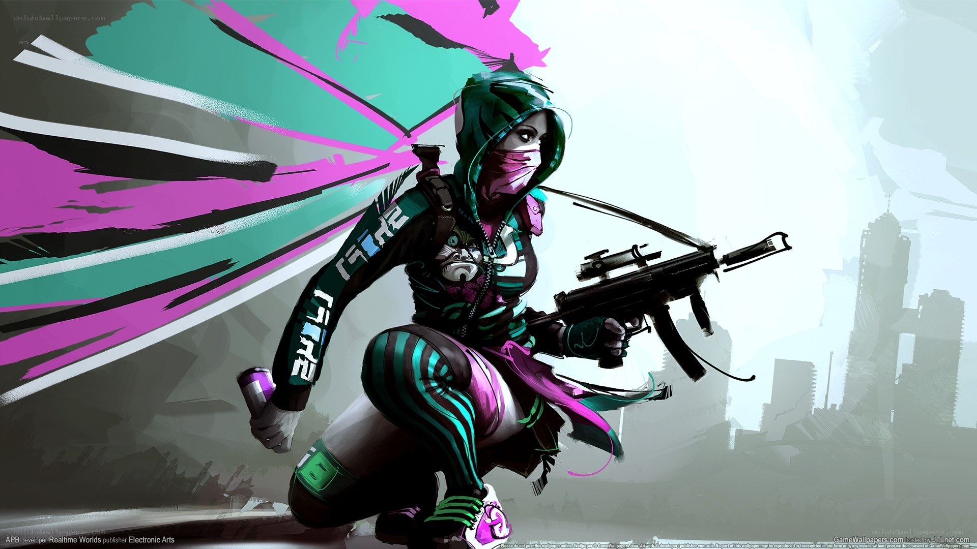 cyberpunk warrior with rifle
