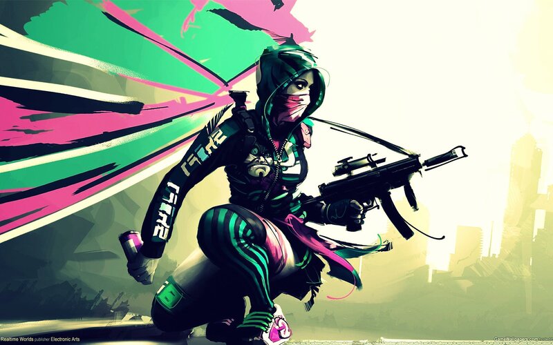 cyberpunk warrior with rifle
