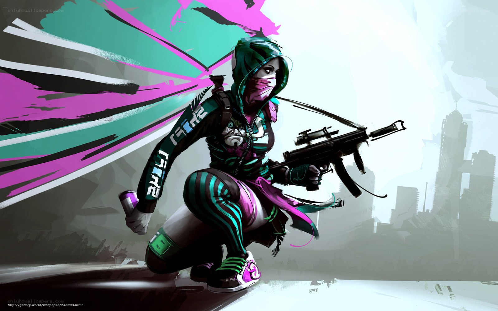cyberpunk warrior with rifle