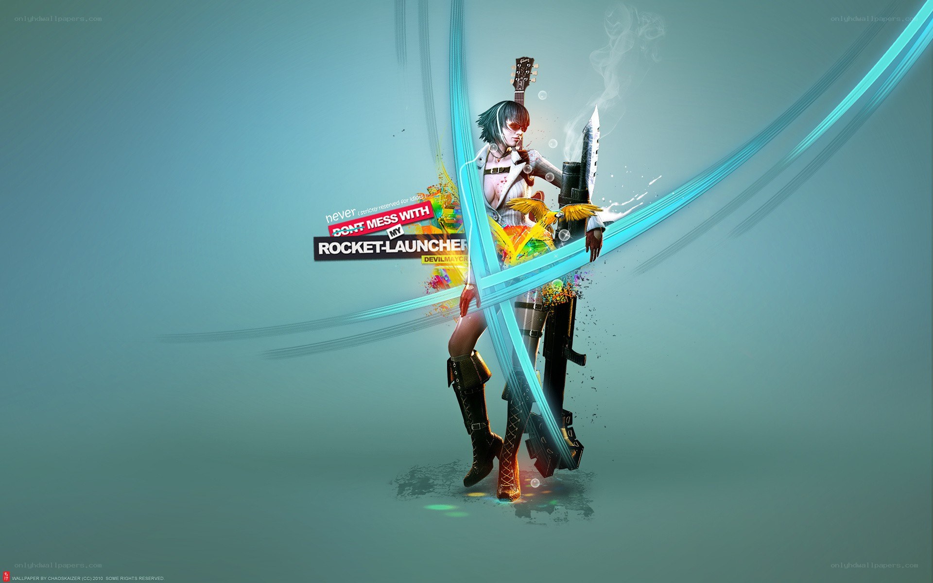 cyberpunk warrior with rocket launcher