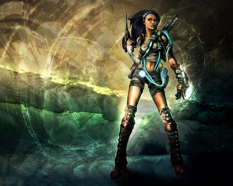 cyberpunk warrior woman