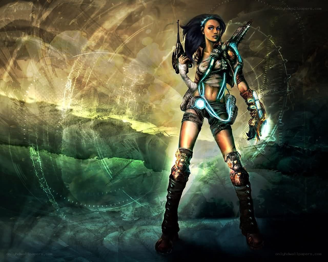 cyberpunk warrior woman