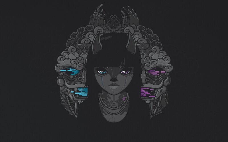 cyberpunk wolf girl portrait