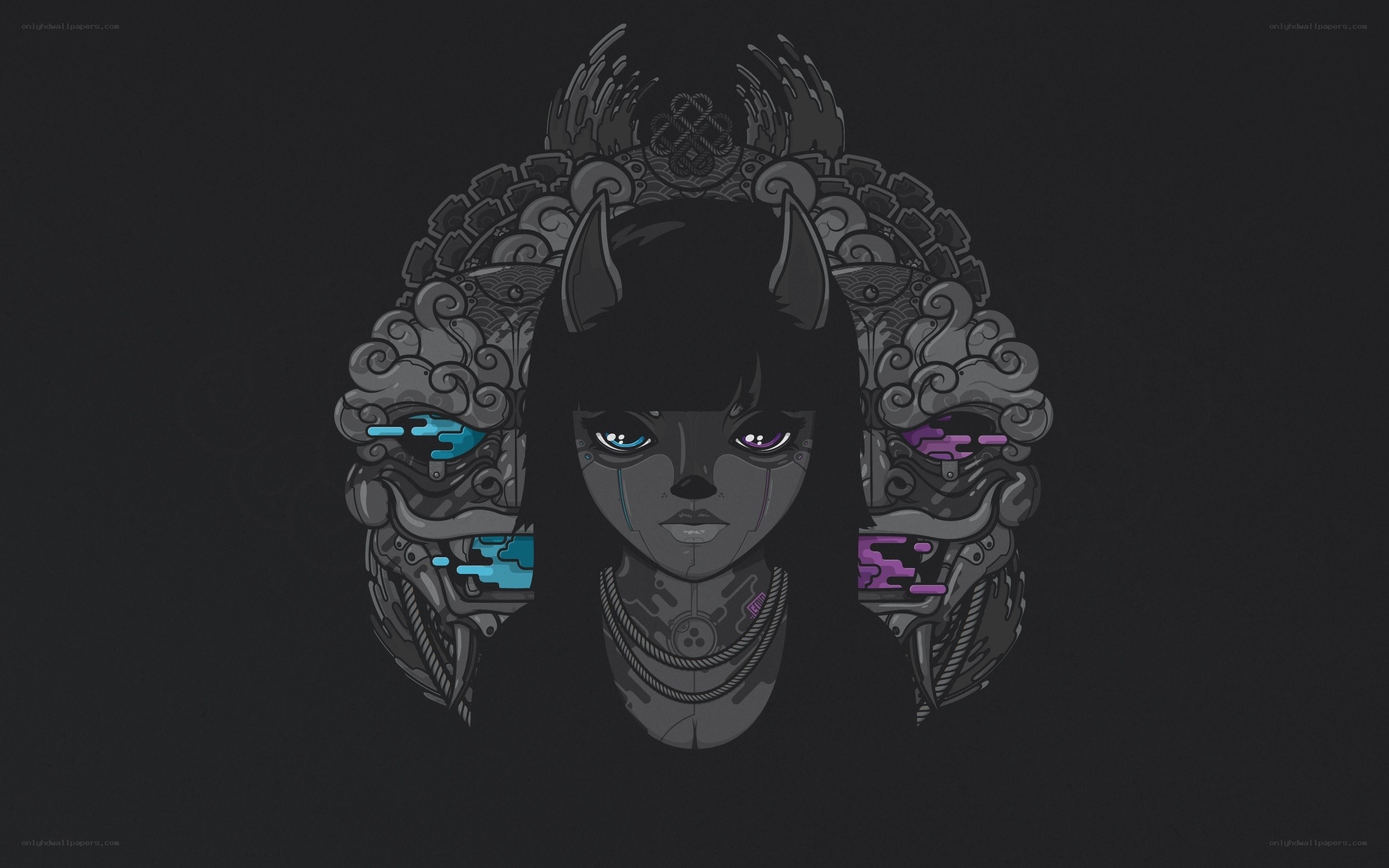 cyberpunk wolf girl portrait