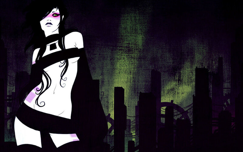cyberpunk woman in city