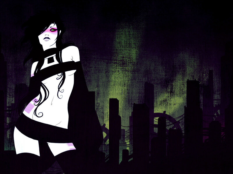 cyberpunk woman in city