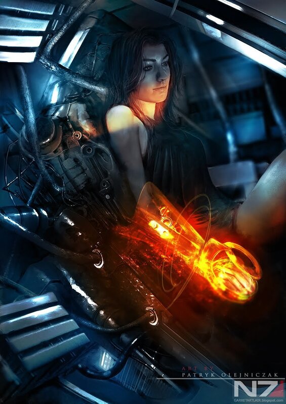 cyberpunk woman in cockpit