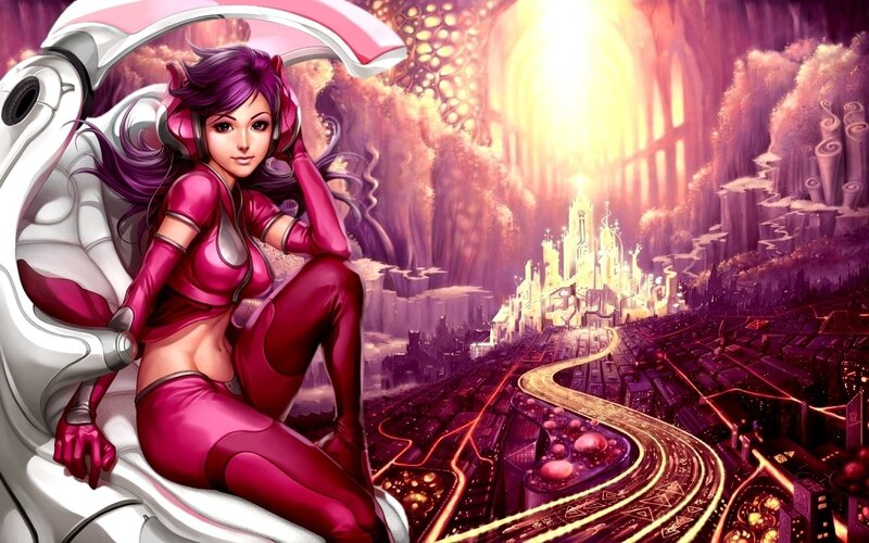 cyberpunk woman in futuristic city