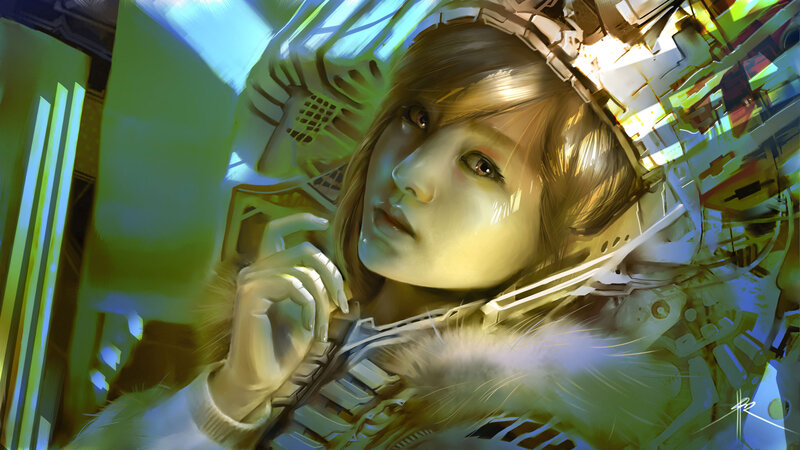 cyberpunk woman in futuristic setting