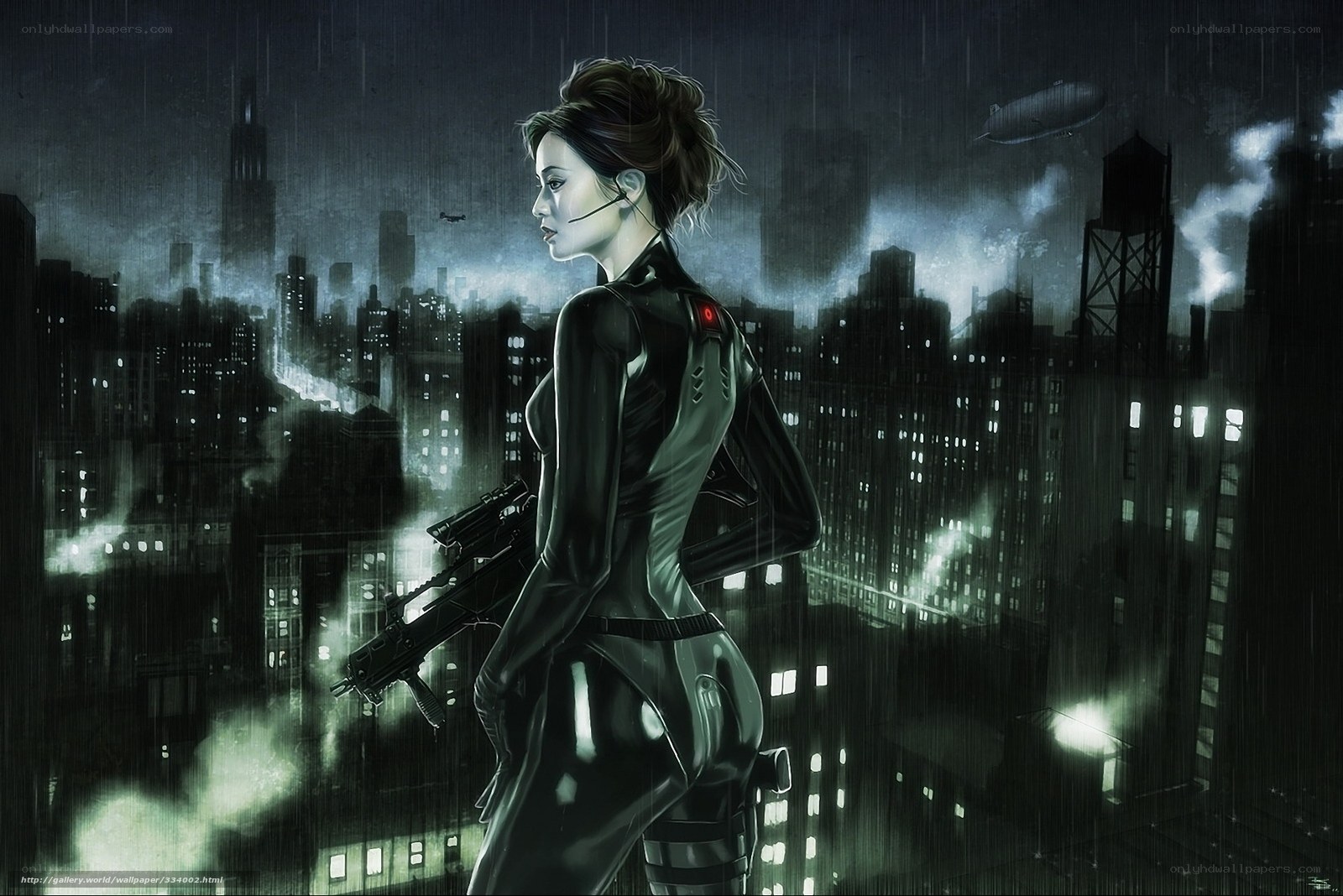 cyberpunk woman in rain