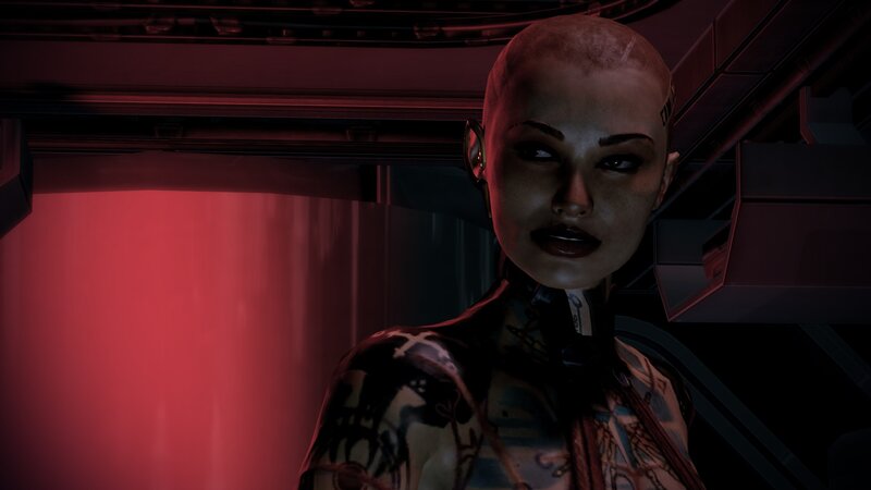 cyberpunk woman in red light