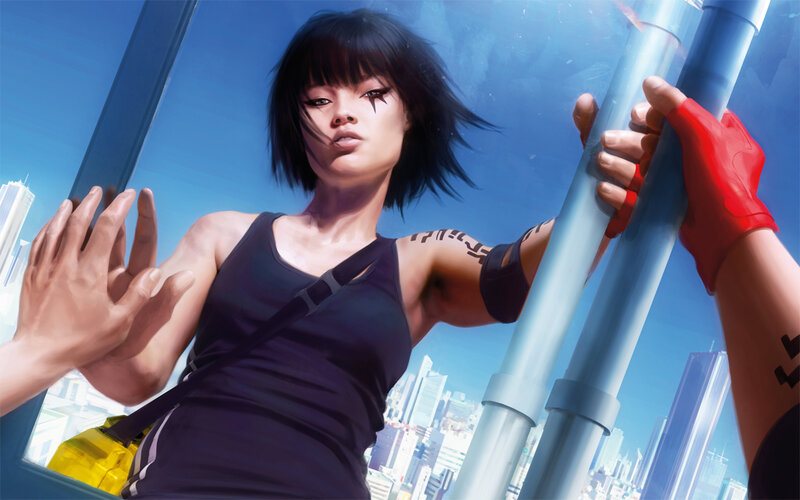 cyberpunk woman on a rooftop