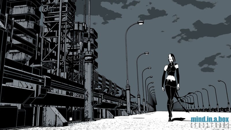 cyberpunk woman walking