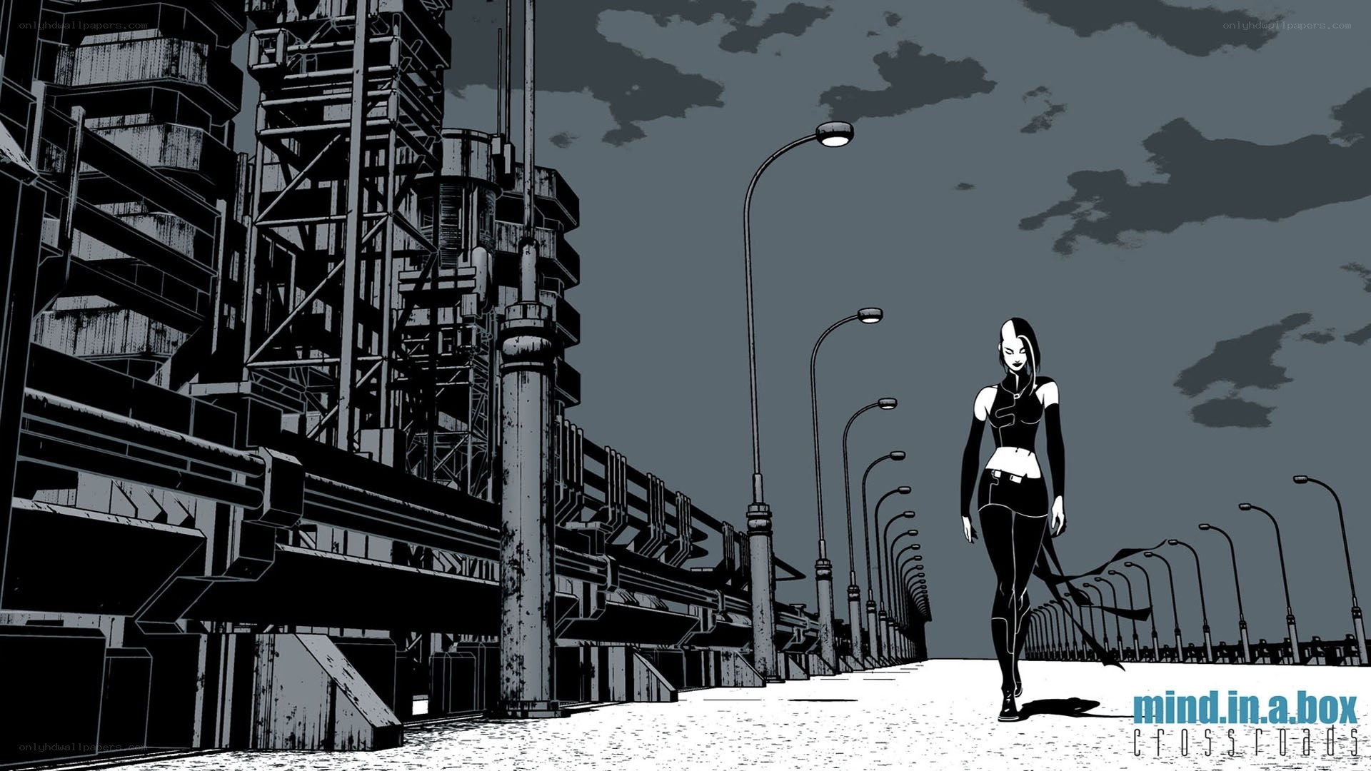 cyberpunk woman walking