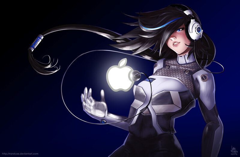 cyberpunk woman with apple logo
