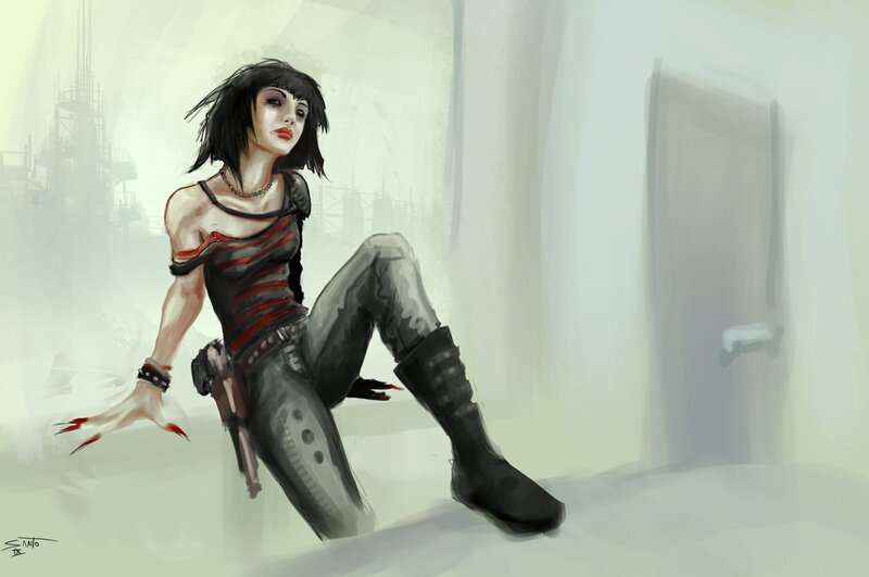 cyberpunk woman with claws