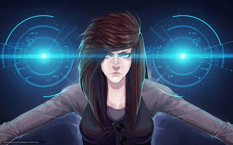 cyberpunk woman with glowing eyes