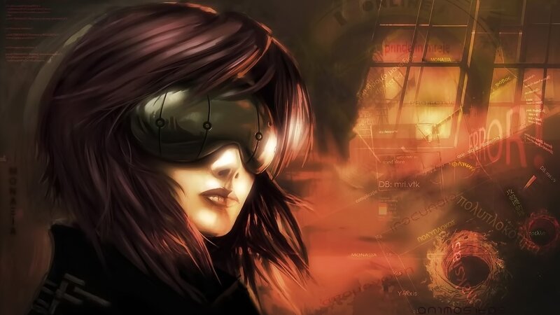 cyberpunk woman with goggles