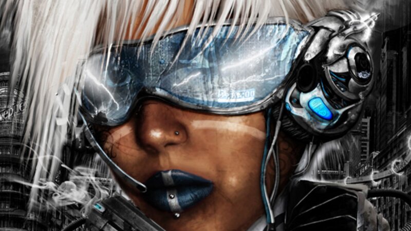 cyberpunk woman with goggles