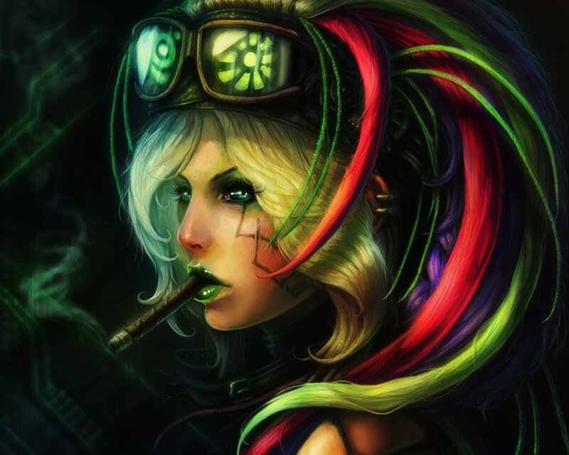 cyberpunk woman with goggles