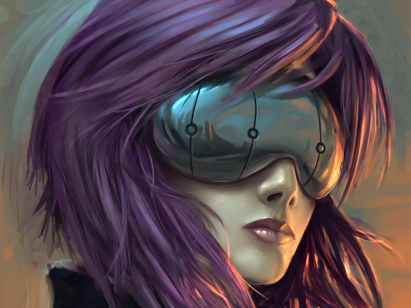 cyberpunk woman with goggles