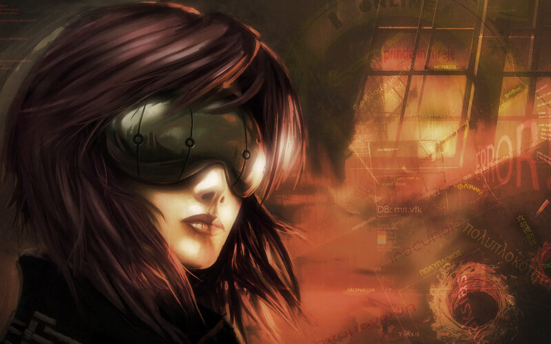 cyberpunk woman with goggles