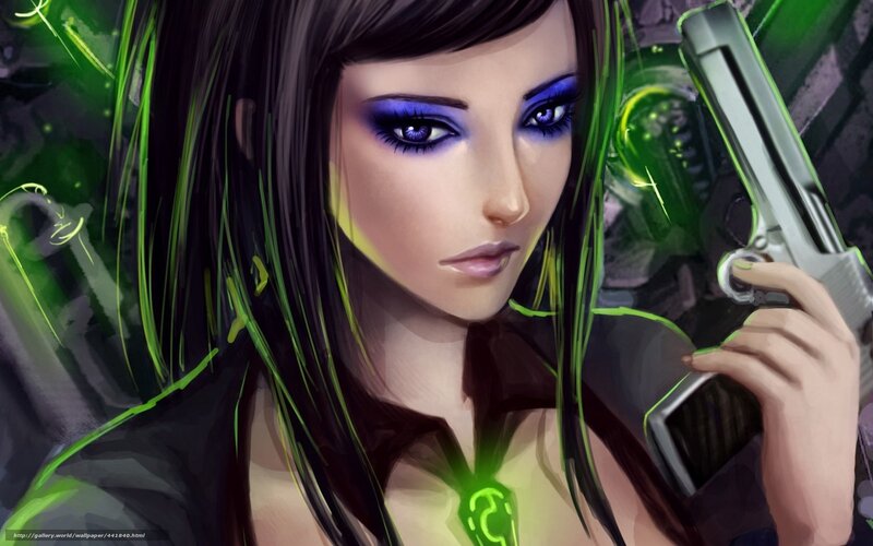 cyberpunk woman with gun