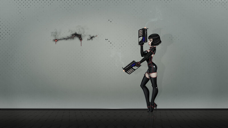 cyberpunk woman with guns